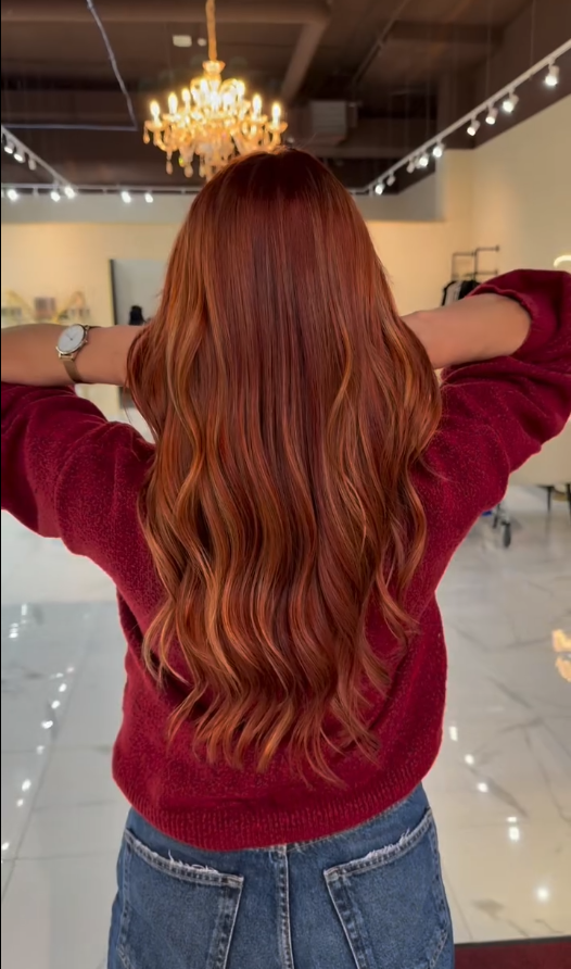 Balayage Kupfer-Rot Nachher Ergebnis Salon Palmira Graz