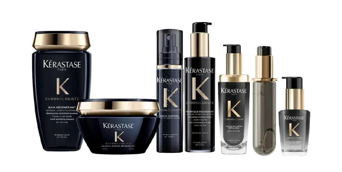 Kérastase Chronologiste Linie — Bain Régénérant, Masque Intense, Sérum Universel, Thermique Régénérant, L'Huile de Parfum Refillable