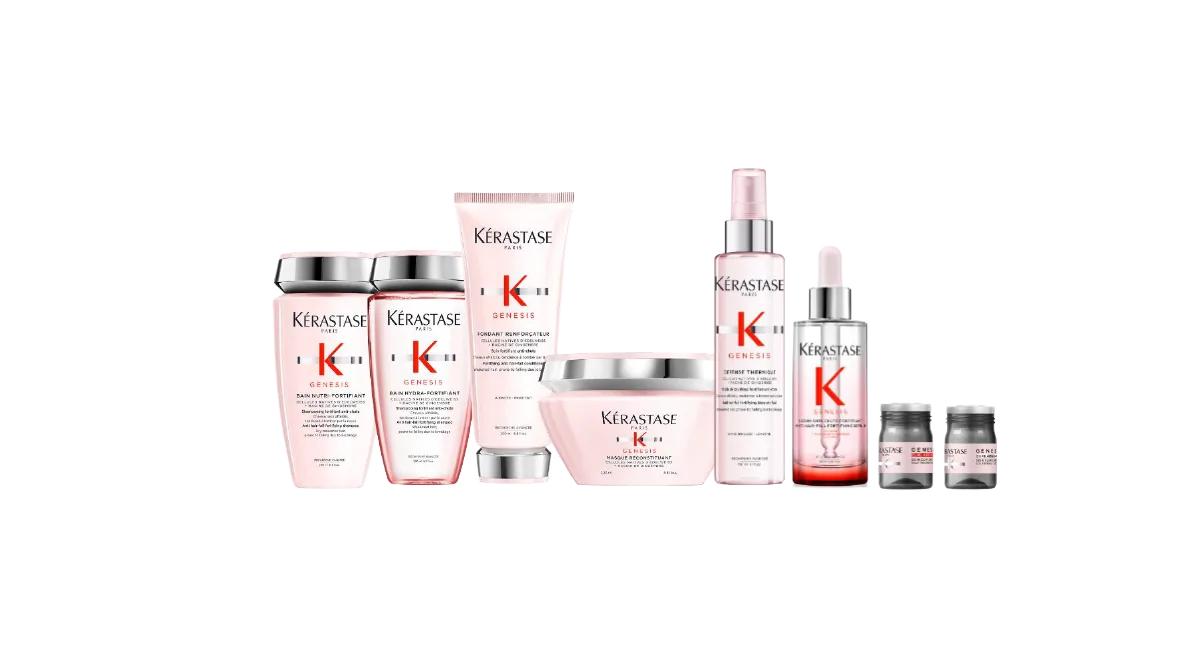 Kérastase Genesis Linie — Bain Hydra-Fortifiant, Fondant Renforçateur, Masque Reconstituant, Défense Thermique, Sérum Anti-Chute